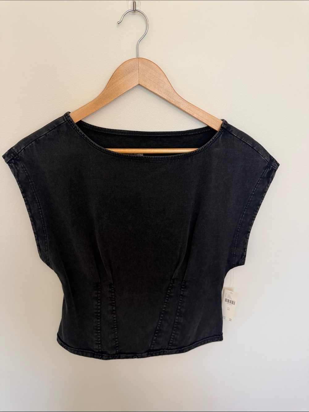 Anthropologie Washed Black Boxy Crop Top